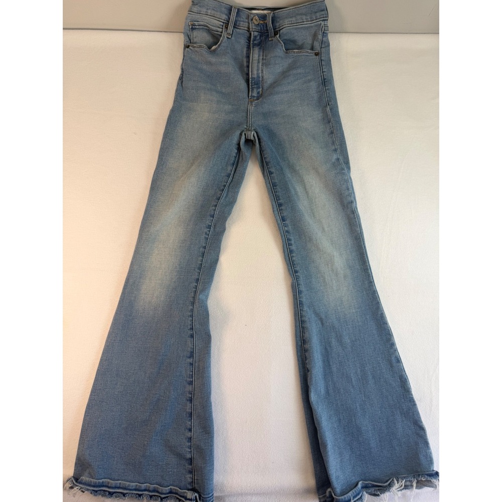 Abercrombie & Fitch Flare Jeans Womens 25 0S Blue Ultra High Rise Raw Hem Boho